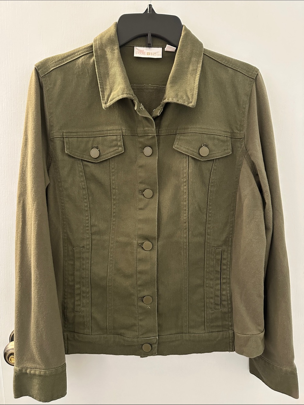 Belle by Kim Gravel Olive Green Denim Jacket